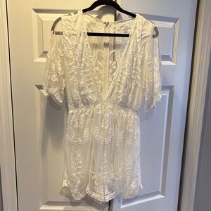 Honey Punch Ivory Lace romper